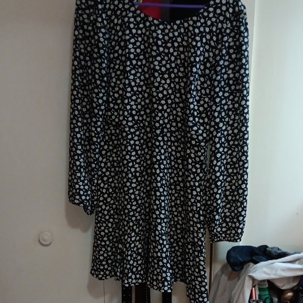 Floral Black and White Mini Dress